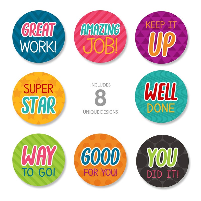 SBlabels Bright Teacher Message Stickers / 500 Inspirational Labels / 8 Motivational Classroom Homework Lesson Designs / 1.5" Small Reward Sticker/Made in The USA - Image 2